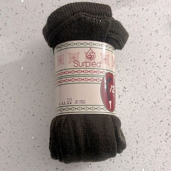 Women’s Chocolate Brown Pull-On Stretchy Soft Knit Footless Legging Tights Large - Picture 6 of 6